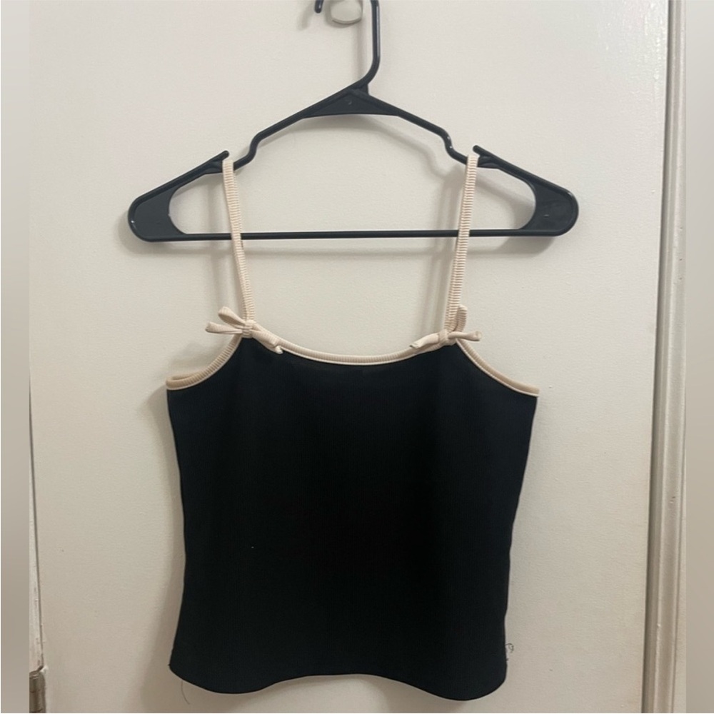 Blue Tassel for Anthropologie Black Bow Tank Top